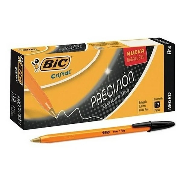 BOLIGRAFO CRISTAL PRECIS.F-290 0.8MM NEGRO CAJA C12 BOLIGRAFOS